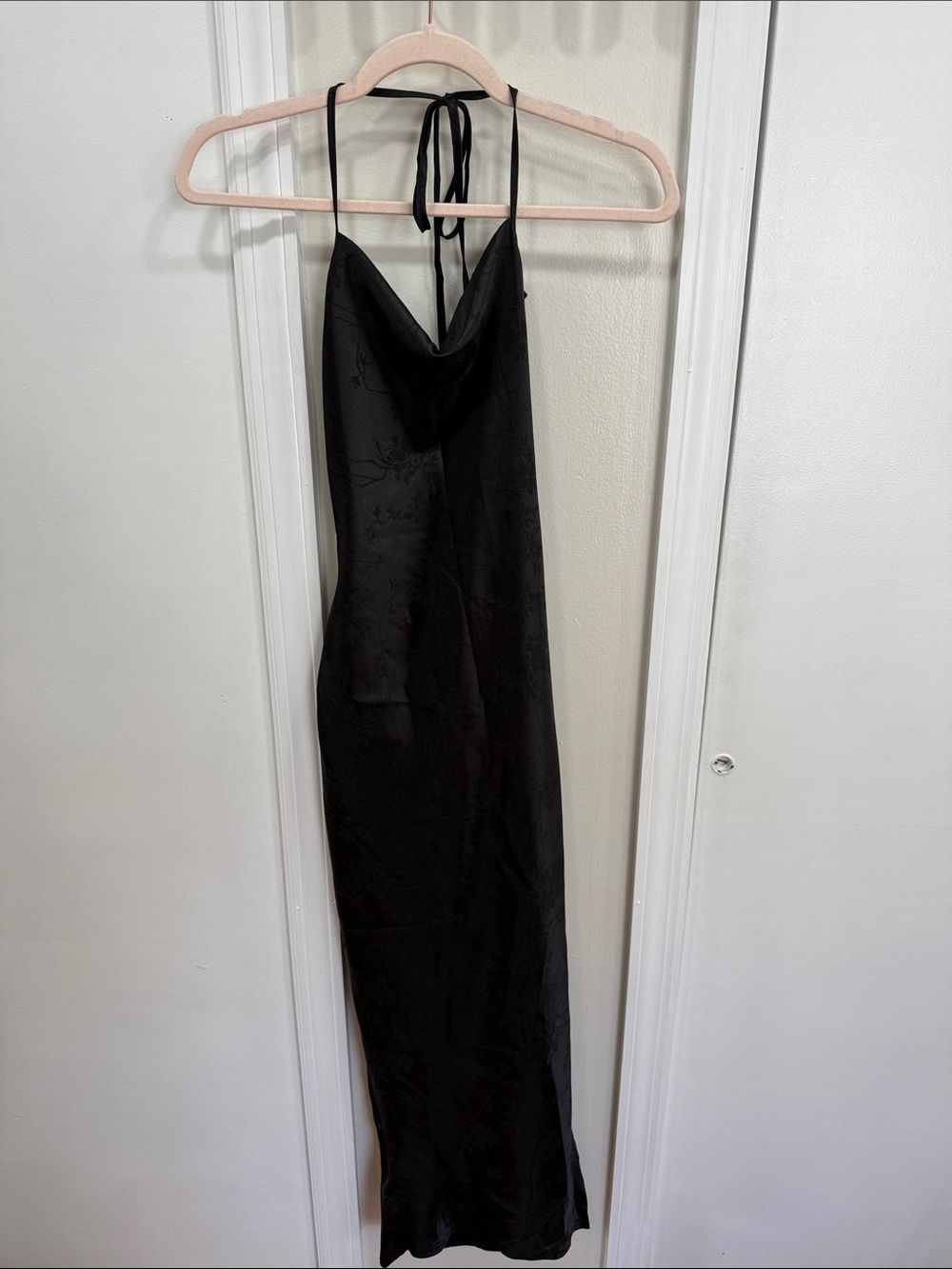 SHEIN Black Satin Cowl Neck Maxi Dress